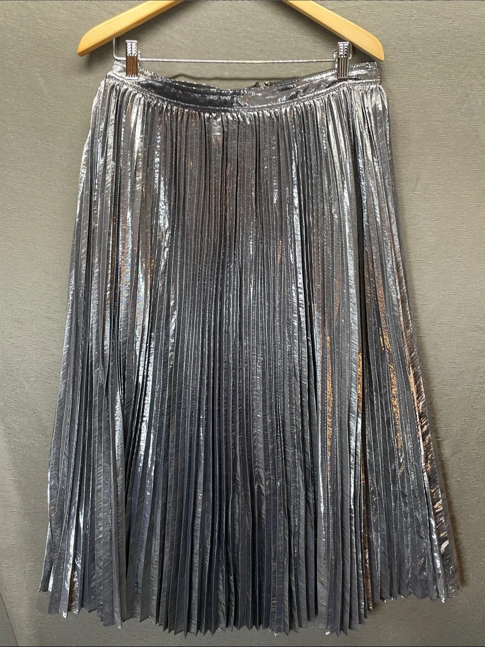 J. Crew Metallic Pleated Maxi Skirt in Silver